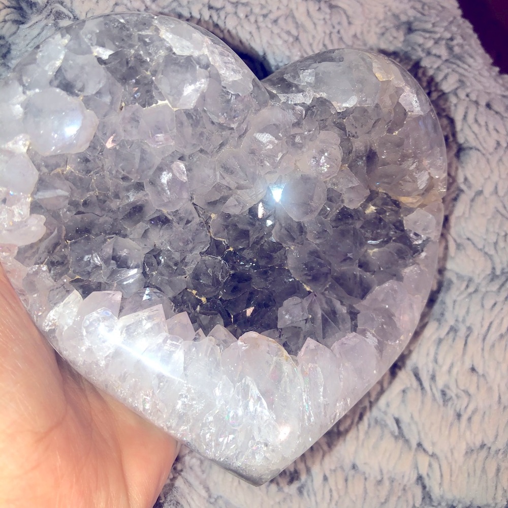 Two amethyst hearts from Brazil